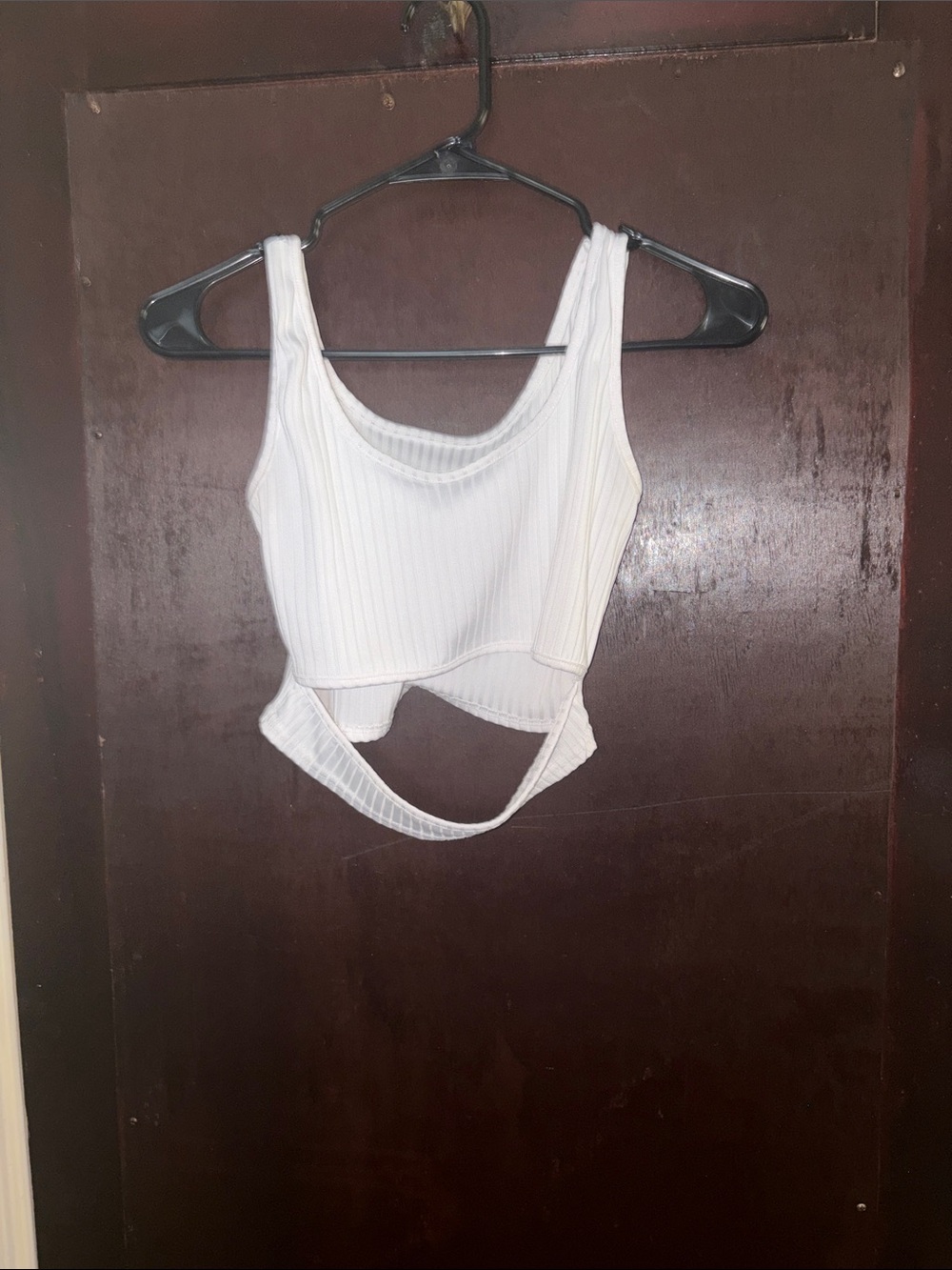 Ribbed Cutout Tank Top - White
